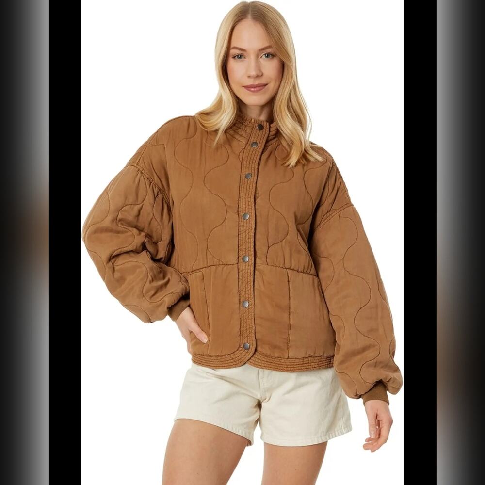 Blank NYC Drop Shoulder Quilted Jacket in Chai Tea Small